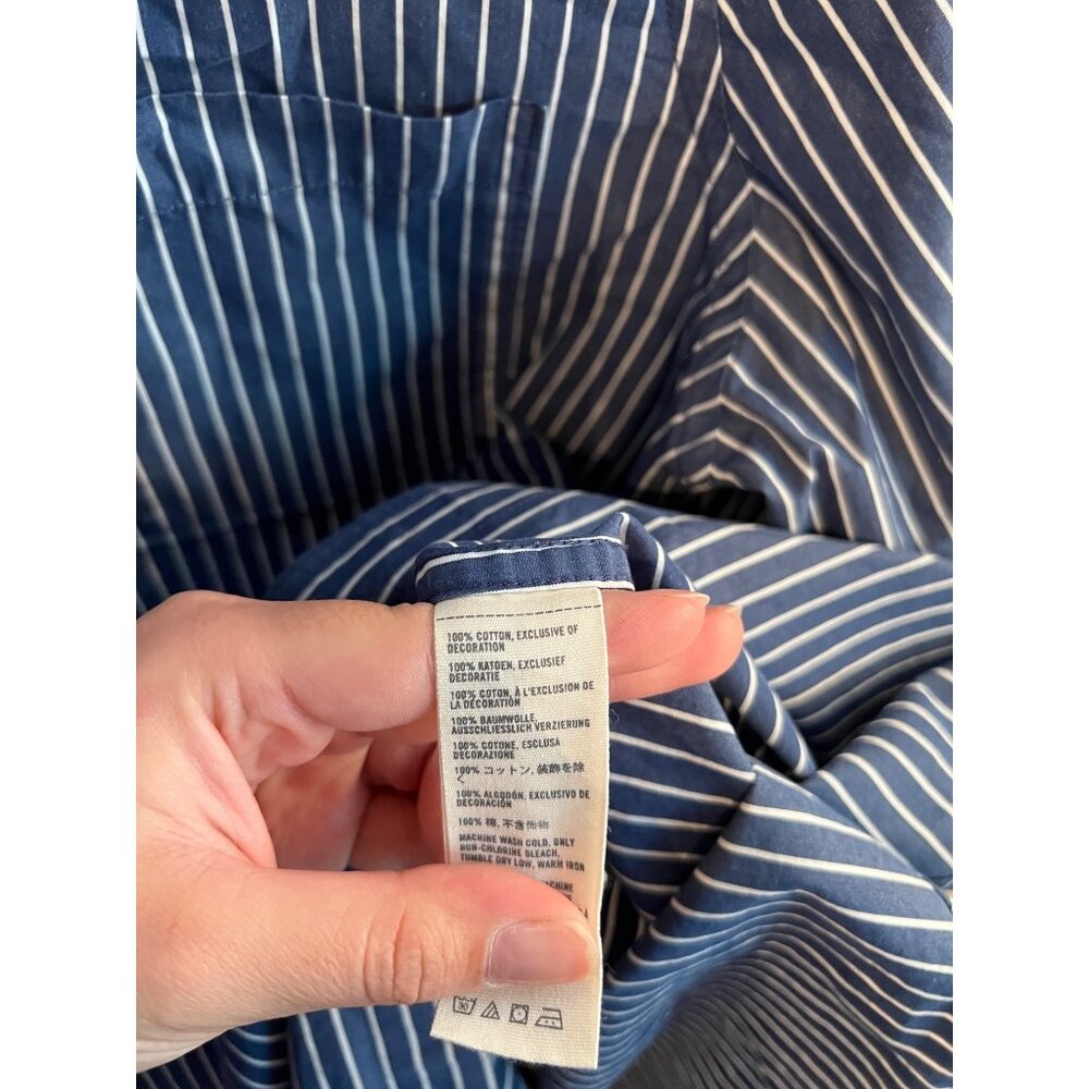 Abercrombie & Fitch Blue Striped Long Sleeve Dress Shirt Muscle Fit Men's Size L - Picture 4 of 5